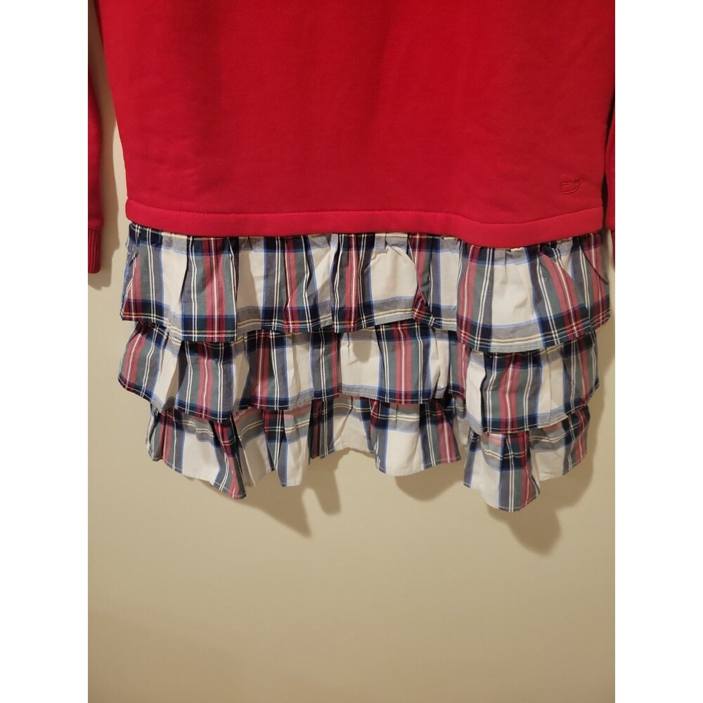 NWT Vineyard Vines Girls Tiered Plaid Dress Red Long Sleeve Preppy Coastal 7- 8 - Picture 6 of 10